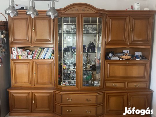 Fa étkező garnitúra, tálaló, asztal, 8 szék