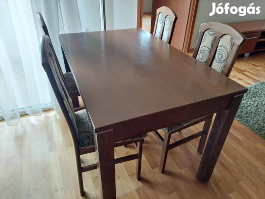 Fa étkezőasztal 130x80 + 4 szék, étkező garnitúra