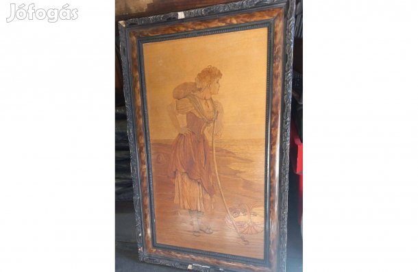 Fa fali kép, fiatal nő kosárral, óriási kedvezmény