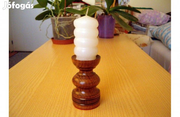 Fa gyertyatartó, gyertya tartó + gyertya, 17,5 cm