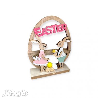 Fa húsvéti dekoráció szerelmes nyuszi pár 13x4x16,5 cm
