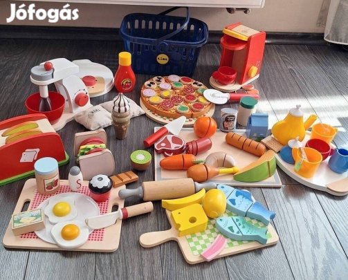 Fa játékok (pizza,kávéfőző,kenyérpirító,mixer,gofri sütő)