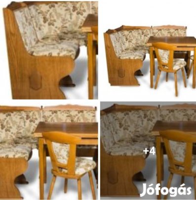 Fa jó állapotú gyönyörű L alakú pad konyhai sarok garnitúra 