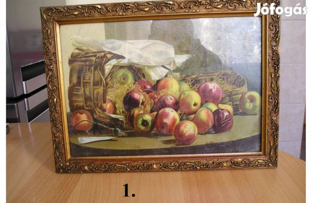 Fa képkeret üveglappal, képpel - 38 x 28 cm. - 2 db