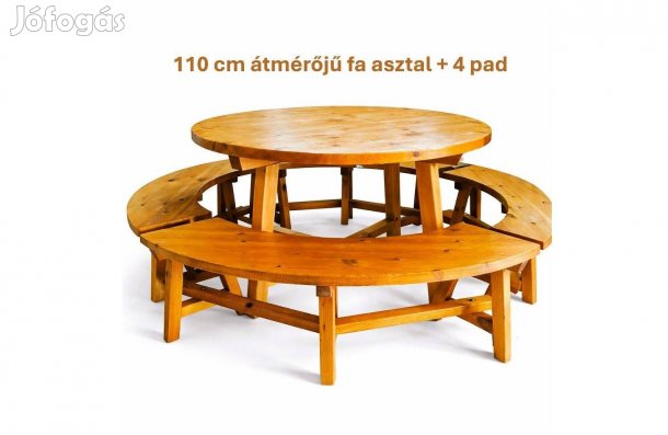 Fa kerek asztal 4 paddal