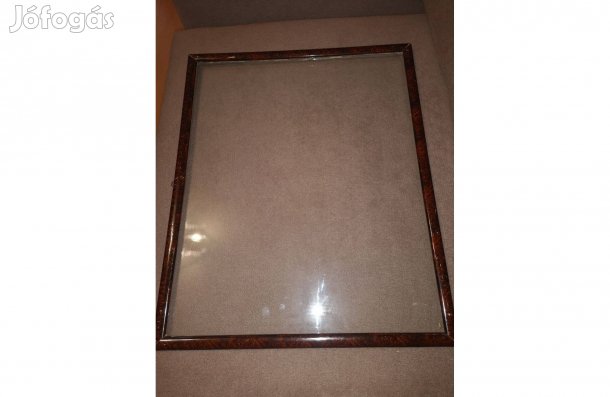 Fa keret 42 x 51 cm, üveggel együtt, Barna lakkozott