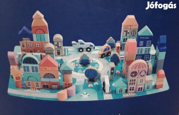 Fa kreatív építőjáték szett formabedobóval