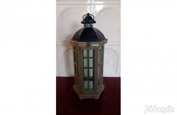 Fa lámpás 6 oldalú barna 45 x 22 cm - Új