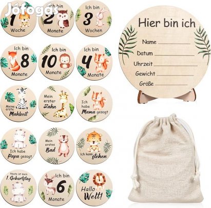 Fa mérföldkőkártya babáknak, Német nyelvű, OUTLET termék