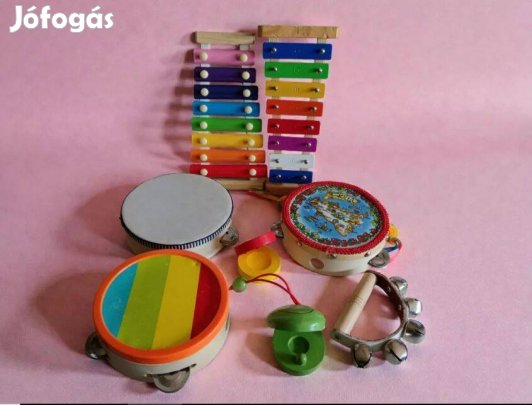 Fa mini zenekar hangszer szett, 5 részes jó állapotban