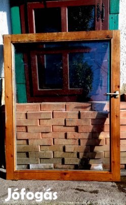 Fa nyílászáró, használt, hőszigetelt üvegezéssel, keret nélkül eladó!