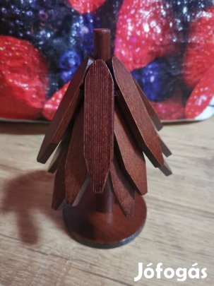 Fa pohár- és kancsóalátét szett állvánnyal rusztikus stílus