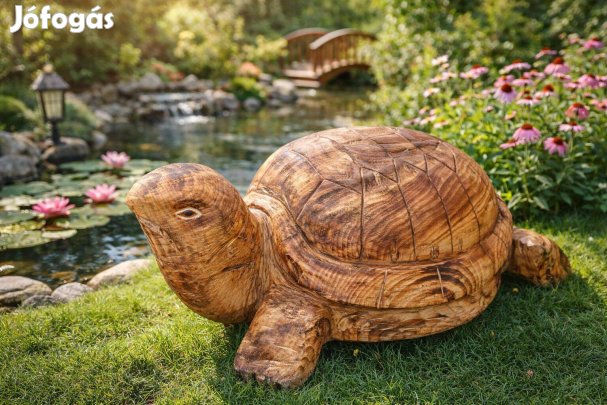 Fa szobor teknős