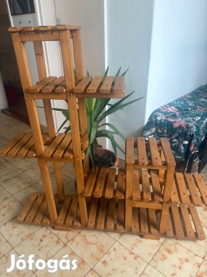 Fa virágtartó állvány, polc