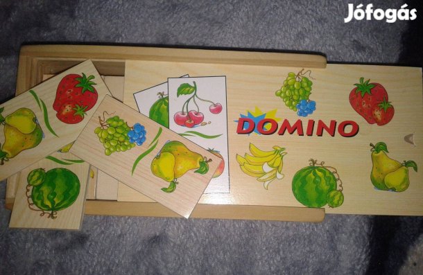 Fából készült gyümölcs mintájú dominó játék
