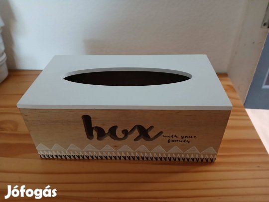 Fából készült papír zsebkendő tartó doboz eladó!