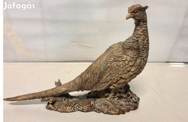 Fácán figura, szobor bronz színben 39 cm