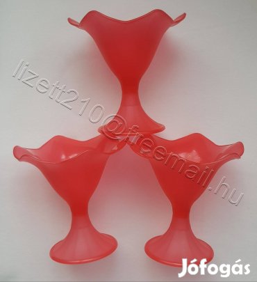 Fagyis fagylaltos kehely szett piros