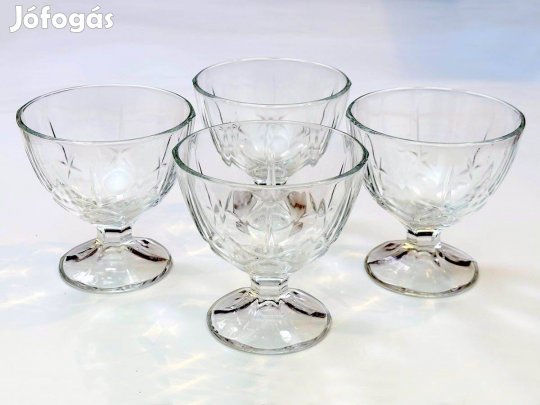 Fagylaltos kehely 4db retro üveg fagyis kehely pohár csillag mintás