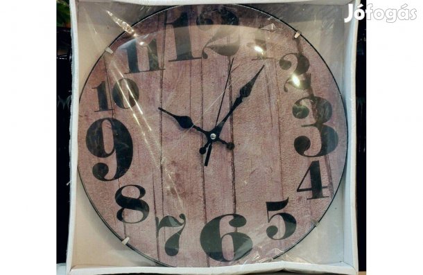 Fahatású Falióra, kerek üvegbúrával bontatlan csomagolásban