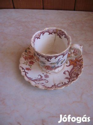 Fajansz csésze aljjal, francia Sarreguemines Fleury