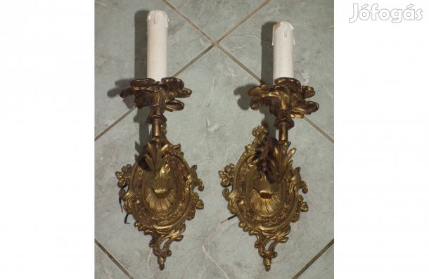 Fajsúlyos párban egy gyertyás réz falikarok 2 db. egyben