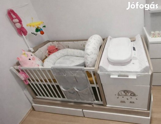 Faktum Poppi rácsos kombi kiságy macis mintával 60x120 + kókuszmatrac