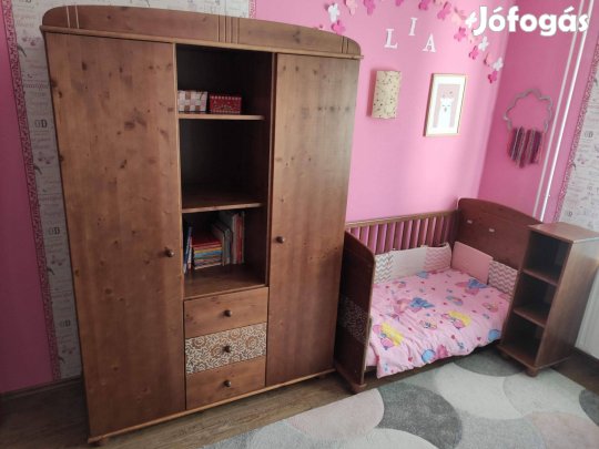 Faktum Tomi fenyő 3 részes polcos és akasztós szekrény lapraszerelt