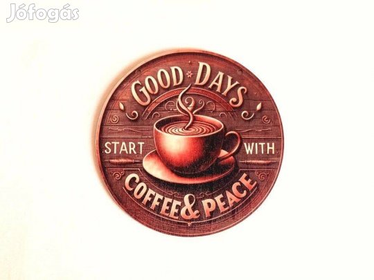 Fali dekoráció, konyhai dísz, fa tábla kávé mintával