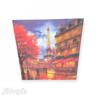 Fali kép LED világítású Párizs, Eiffel-toronnyal, 50x50x1,5 cm