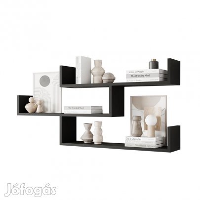 Fali polc 119x18x55cm fekete FUR1962-1