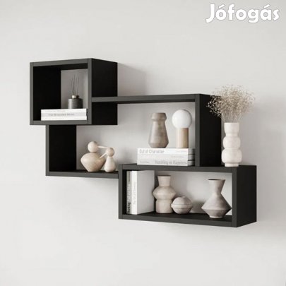 Fali polc 87x18x54cm fekete FUR1961-3