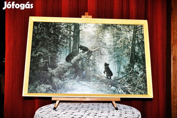 Falikép, festmény másolat, Shiskin , Medvék a hajnali erdőben c