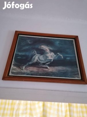 Falikép dekor ágaskodó fehér ló