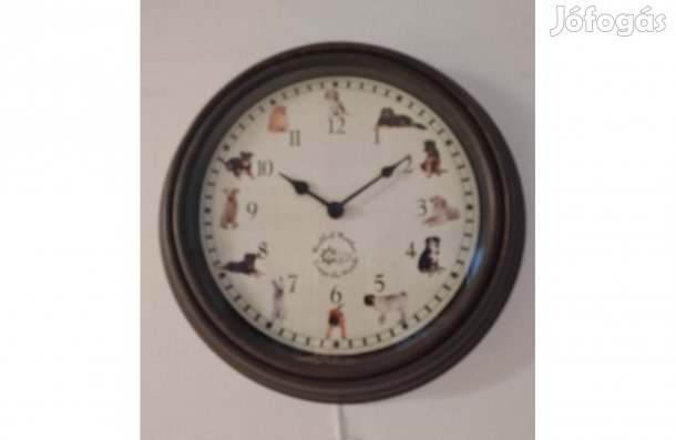 Falióra kutyákat ábrázoló számlappal, kutya hangokkal 30 cm