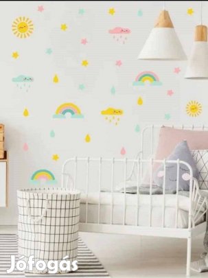 Falmatrica gyerekszobába - Napocska, szivárványok, felhők