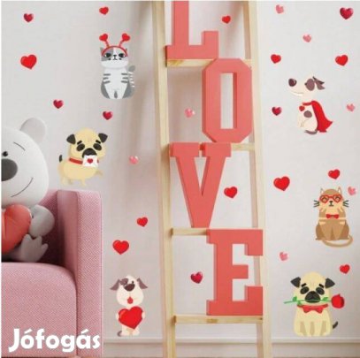 Falmatrica gyerekszobába - Szerelmes kutyusok, cicák