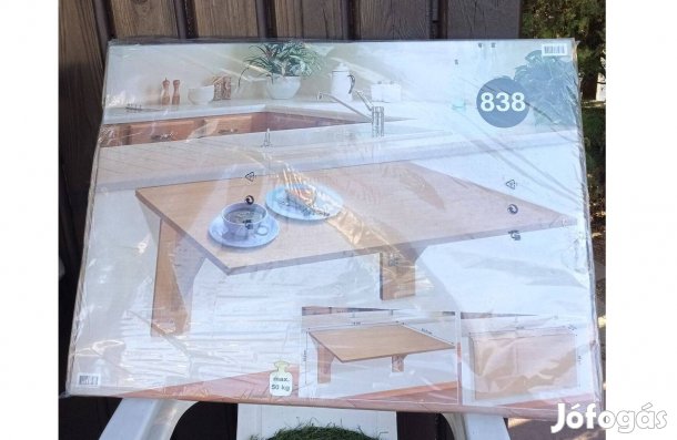 Falra szerelhető, lehajtható fa asztal Új