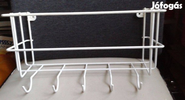 Falra szerelhető fehér rácsos tároló