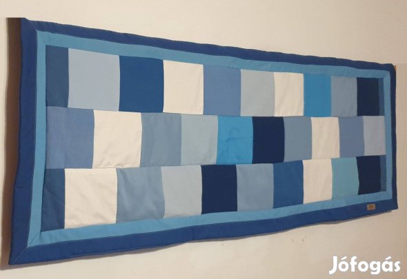 Falvédő, kék - fehér patchwork, 160 cm. Új, egyedi, kézműves termék