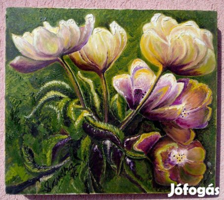 Fantasy flowers by Sandra, modern impresszionista stílusú feszített