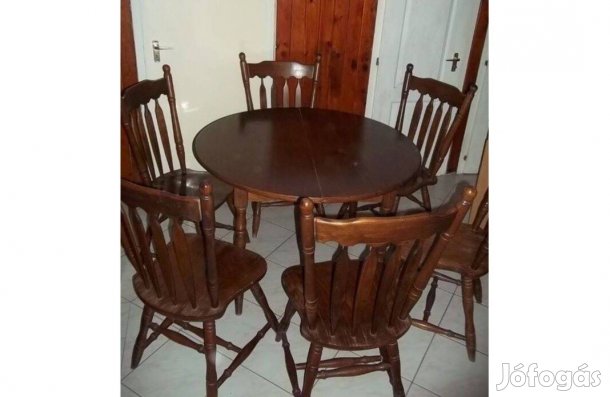 Faragott étkező asztal étkező garnitúra 6 darab székkel