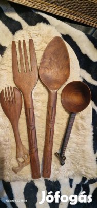 Faragott nyelű fakanál szett afrikai