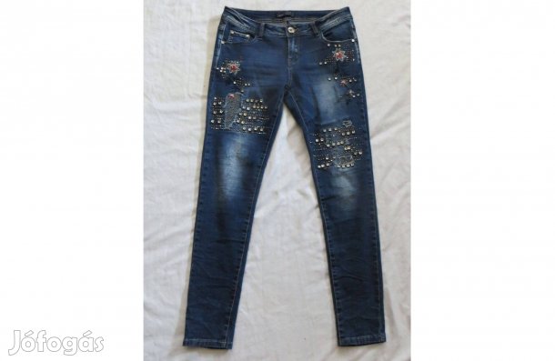 Farmernadrág M.Sara db: 80-92 cm strasszkövek hímzett virágok