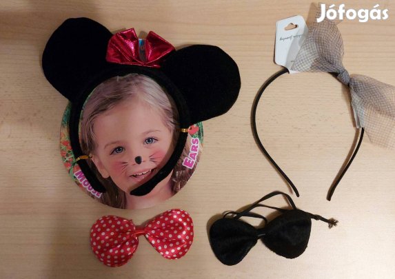 Farsangi egérfül,hajpánt,nyakkendő eladó-Új