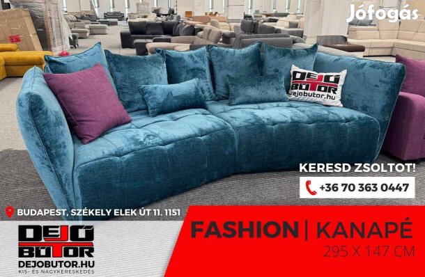 Fashion rugós kanapé ülőgarnitúra 295x147 cm bútor kék fix modell