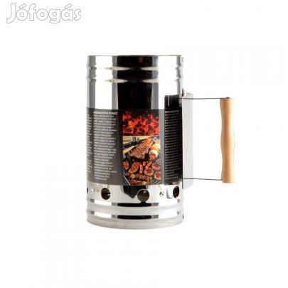 Faszén begyújtó rozsdamentes hordó 28cm faszénbegyújtó