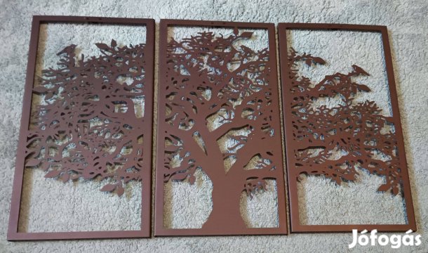 Fát ábrázoló fém falidísz, fekete, új, 75*110cm