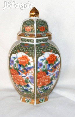 Fedeles porcelán virágos, madaras váza