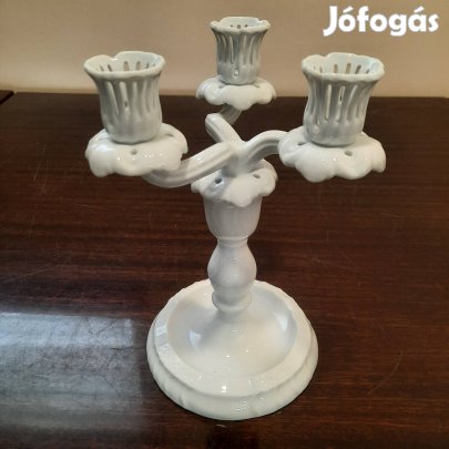Fehér Herendi porcelán 3 ágú gyertyatartó eladó 